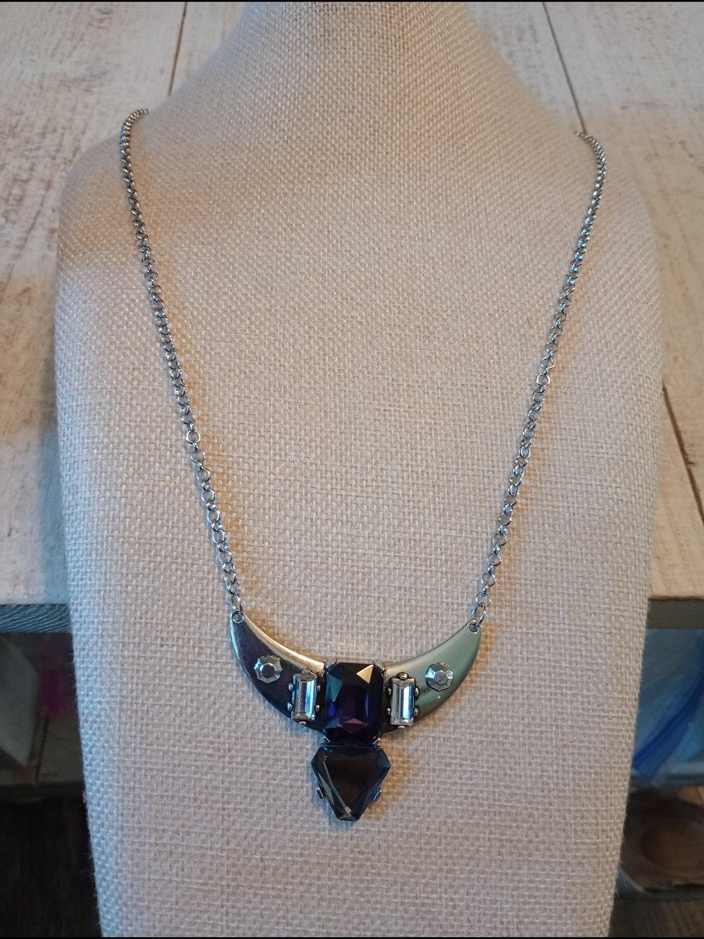 Crystal Pendant Necklace in Dark Purple- Women Jewelry